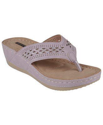 GC Shoes Bari Embellished Perforated Comfort Slide Wedge Sandals