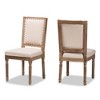 Set of 2 Louane Fabric Upholstered and Wood Dining Chairs Beige/Brown - Baxton Studio: Antique-Inspired, Nailhead Trim, Turned Legs - 3 of 4