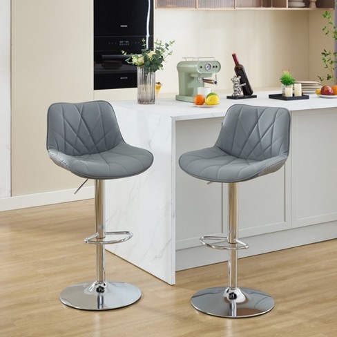 LOVMOR Counter Height Bar Stools Kitchen Island Barstools Adjustable Swivel Counter Stool Bar Height Island Chairs with Back,Set of 2 - image 1 of 4