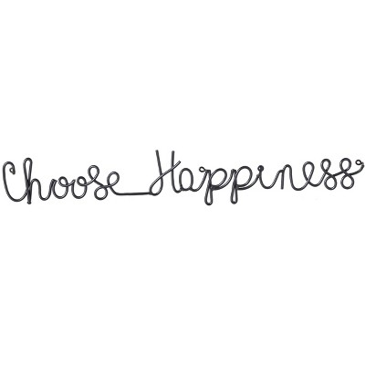 Evergreen Choose Happiness Cursive 3-D Metal Wall Decor in Black Finish