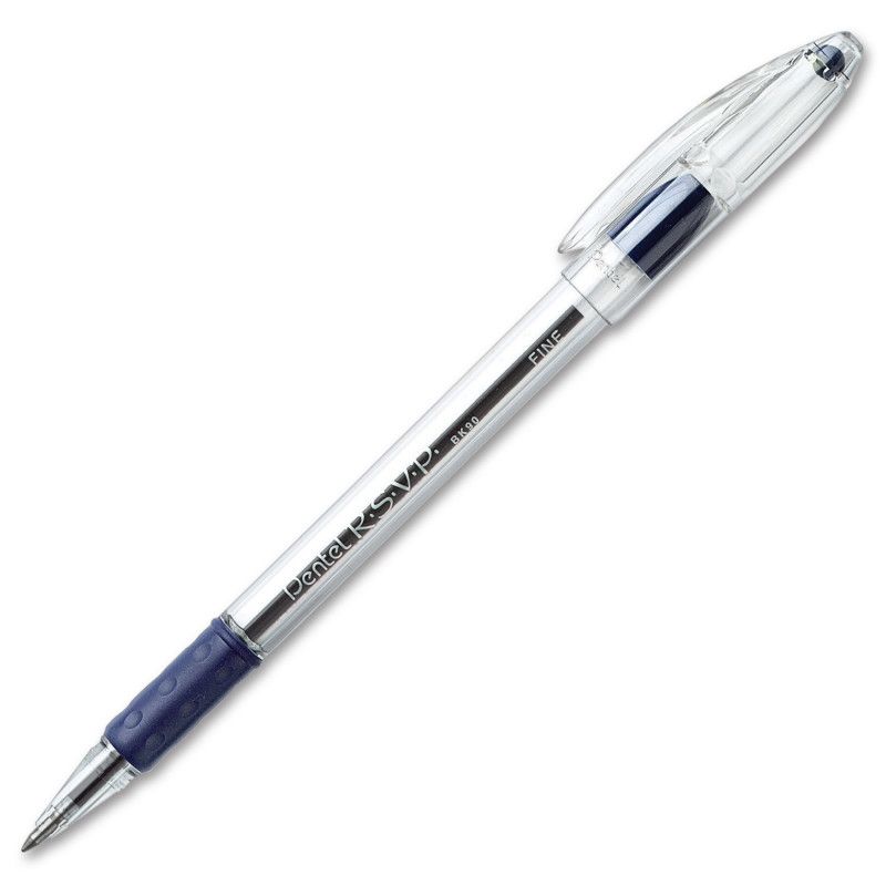 Pentel R.S.V.P. Ballpoint Pen, Fine Point, Blue, 1 of 2