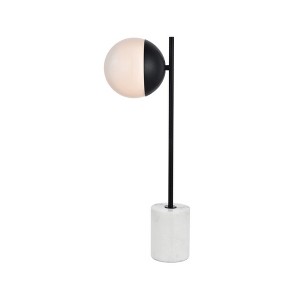 Elegant Lighting Eclipse 1 Light Black Table Lamp With Frosted White Glass - 1 of 4