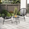 3 Piece Patio Bistro Set,Tempered Glass Side Table - All-Weather PE Wicker Rattan, Small Space Balcony/Garden/Patio Furniture Set - 2 of 4