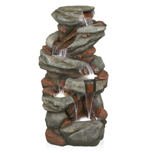 Alpine Corporation 53" Cascading Stone Water Fountain: Polyresin, 4 Basins, Electric, Outdoor Use - 1 of 4
