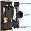 Acekool Modern Hall Tree with Storage Cabinet, 2 Large Drawers, Wide Bench & 5 Hooks, Entryway Organizer for Living Room, Black - 4 of 4