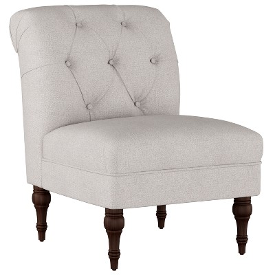 Wales Rollback Tufted Turned Leg, White Tufted Chair On Caster Legs