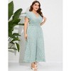 Women's Plus Size Wide Leg Floral Jumpsuits Casual Summer Short Sleeve Fashion Outfit Criss Cross Neck Smocked Waist - 4 of 4