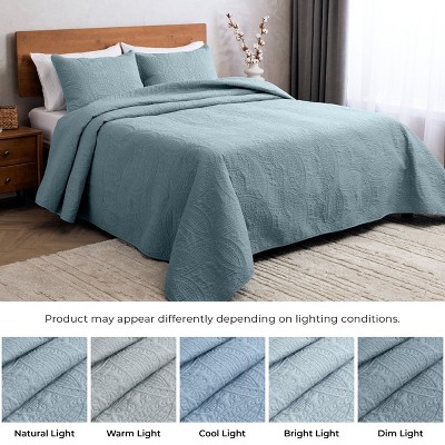 Spa Blue Twin Reversible Microfiber Bedspread Set
