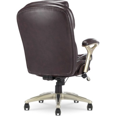 Chestnut Brown Bonded Leather Ergonomic Executive Chair with Adjustable Arms