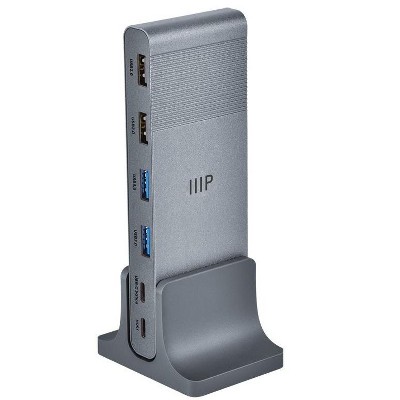Monoprice 11-in-1 Docking Station Compact USB-C Dock with up to 4K/60Hz Dual HDMI Support Ethernet SD/TF 2.0 Compatible with Windows and MacOS