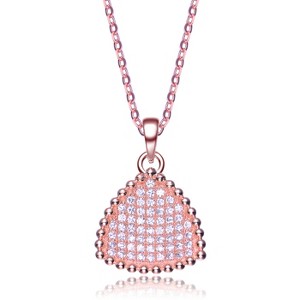 Guili Sterling Silver with Rose-Toned Cubic Zirconia Triangle Pendant, A Modern Twist on Classic Elegance, Perfect for Day or Night Wear - 1 of 3