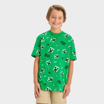 Boys' Minecraft Creeper St. Patrick's Day Short Sleeve Graphic T-Shirt - Green M