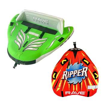 RAVE Sports 02918-RV-SMU Ripper 2 Rider Inflatable Towable Boat Water Raft + RAVE 3030 Sports Wake Hawk 3 Rider Inflatable Towable Water Raft