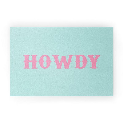 socoart HOWDY blue pink 30" x 20" Welcome Mat - Society6