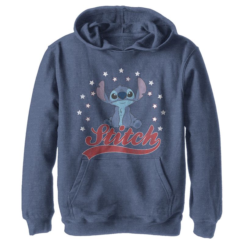 Boy's Lilo & Stitch Red, White, and Blue Stars Pull Over Hoodie, 1 of 5