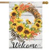 Sunflower Fall Wreath Welcome House Flag Autumn Floral 28" x 40" Briarwood Lane - 2 of 4