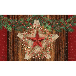 Briarwood Lane Christmas Doormat 30x18 Indoor Outdoor Holiday Barnstar Berries For Christmas Doormat - 1 of 4
