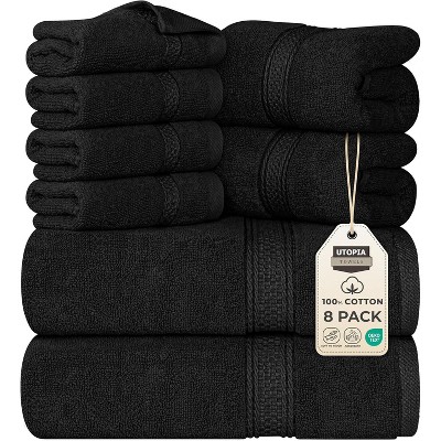 Towels 8 Piece Premium Towel Set, 2 Bath, 2 Hand, and 4 Wash Cloths, 600 GSM 100% Ring Spun Cotton