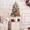 Home 3ft Christmas Tree Pre-Lit Artificial Christmas Tree with Snowflake Base, Flocked Snow 78 Warm White Lights 8 Lighting Modes, Xmas Holiday Decor - 3 of 4