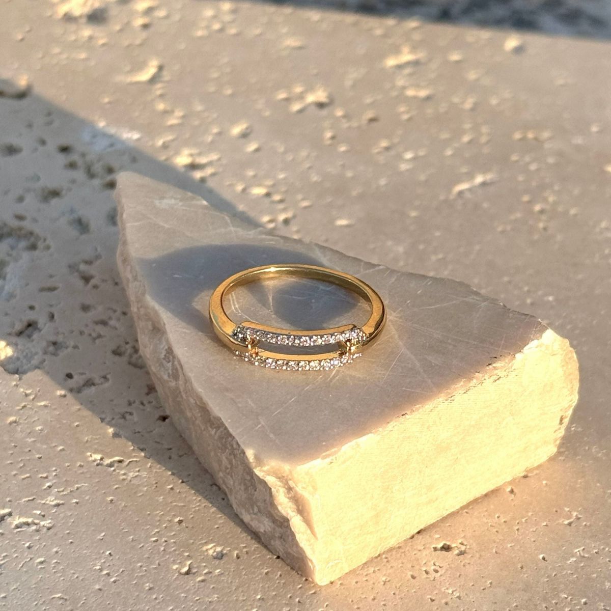 Adornia 14k Gold Plated CZ Link Ring - thumbnail 3