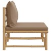 VidaXL Patio Middle Sofa with Taupe Cushions Bamboo - 4 of 4