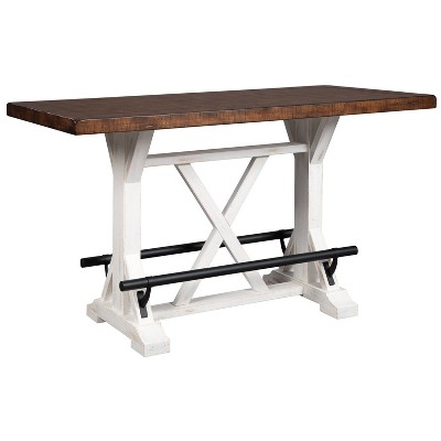 Valebeck Brown and White Reclaimed Wood Counter Height Table
