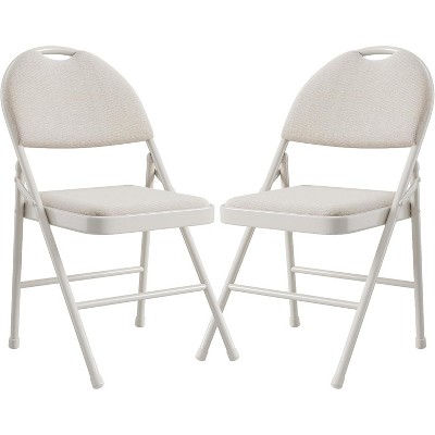 homfan Metal Folding Chair with Non-Slip Foot Pads, Chair with Cotton