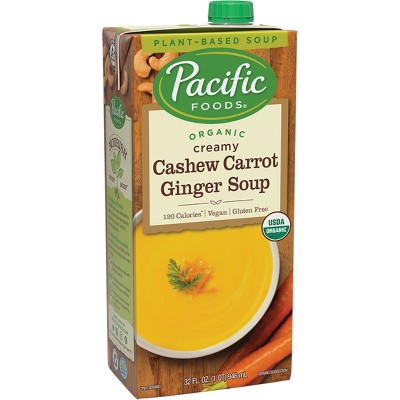 Pacific Foods Organic Gluten Free Vegan Creamy Cashew Carrot Ginger Soup - 32oz