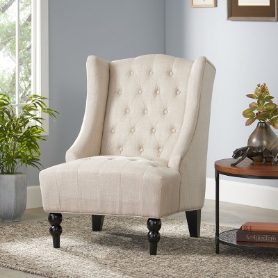 NicBex Linen Accent Chair Modern Upholstered Button Tufted Armchair Wingback Single Sofa Chair with Rotating Legs for Bedroom,Living Room