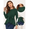 Allegra K Women's Ruffle Elegant Long Sleeve Self Tie Peplum Waist Work Blouse Shirt - 2 of 4