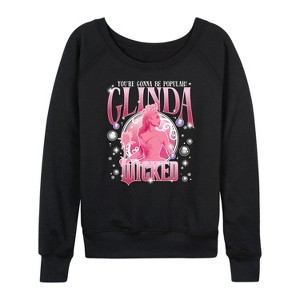 Women's - Wicked - Glinda You're Gonna Be Popular Lightweight French Terry Wide Neck Long Sleeve Shirt - 1 of 4