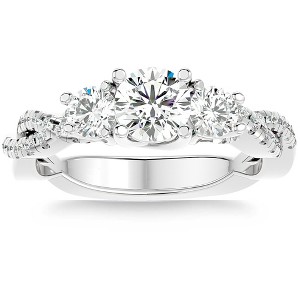 Pompeii3 1 1/4Ct Diamond & Moissanite Accent Engagement Ring in 10k Gold - 1 of 4