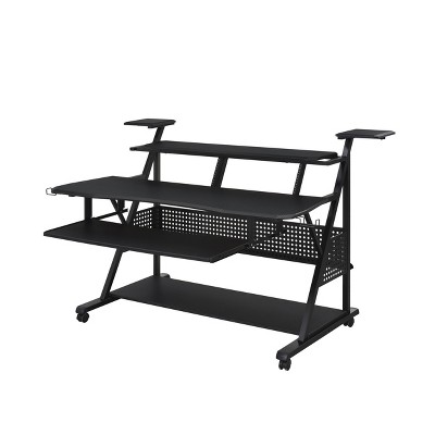Acme Black Studio Music Desk with Drawer and Keyboard Tray