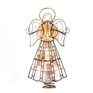 Kurt Adler 10-Light 9.75-Inch Capiz Angel Treetop with Scroll Design and Pearls - 1 of 4