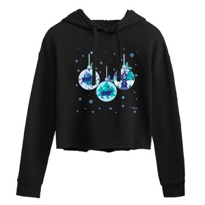 Women's - Frozen 2 - Winter Wonderland Ornaments Christmas Cropped Graphic Hoodie - 1 of 3