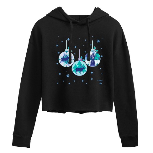 Women's - Frozen 2 - Winter Wonderland Ornaments Christmas Cropped Graphic Hoodie - image 1 of 3