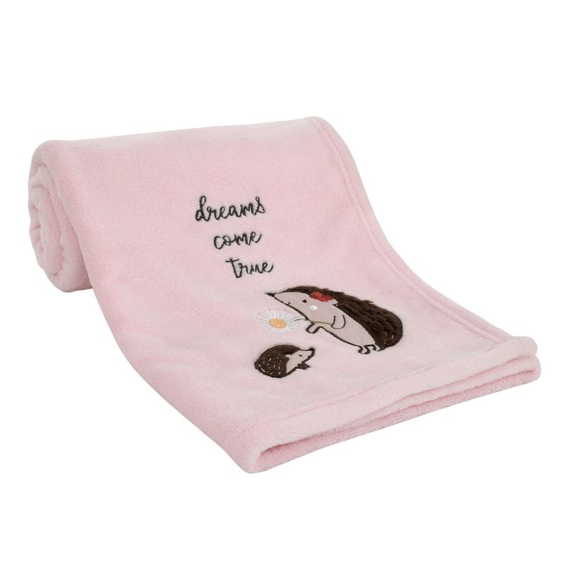 NoJo Keep Blooming Pink and Brown Super Soft Hedgehog 'Dreams Come True' Baby Blanket, 1 of 5
