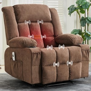 RONSHIN Massage Recliner Chair with Vibration&Lumbar Heat|Oversized Ergonomic Power Recliner with Remote|Gray Electric Lounge Chair with Cup Holder - 1 of 4