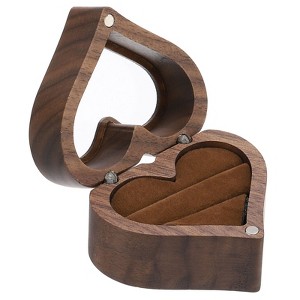 Unique Bargains Heart Shaped Wooden Engagement Ring Box Jewelry Storage - 1 of 4