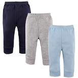Luvable Friends Baby and Toddler Boy Cotton Pants 3pk, Blue Gray
