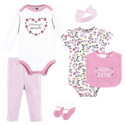 Hudson Baby Infant Girl Cotton Layette Set, Floral Sweetheart