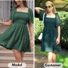 EXLURA Women's Summer Casual Square Neck Dresses Ruffle Short Sleeve Swiss Dot Flowy Mini Dress - 3 of 4