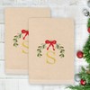 Linum Home Textiles Christmas MISTLETOE MONOGRAM - Embroidered Luxury 100% Turkish Cotton Hand Towels (Set of 2) - 2 of 3