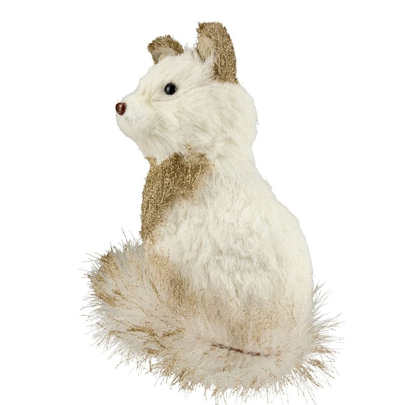 Northlight 9.25" White Sisal Fox with Gold Glitter Christmas Figure, 4 of 6