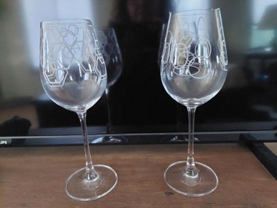 Geo Crystal White Wine Glasses - 14 oz - Set of 4