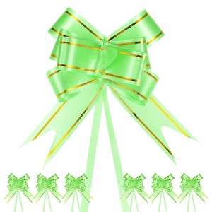 Unique Bargains Plastic Gold Edge PP Plastic Glossy Appearance Gift Wrap Satin Pull Bows 200 Count - 1 of 4