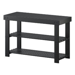 JIONJOY 27.6 In Natural Bamboo Shoe Bench , 286 lb Weight Capacity