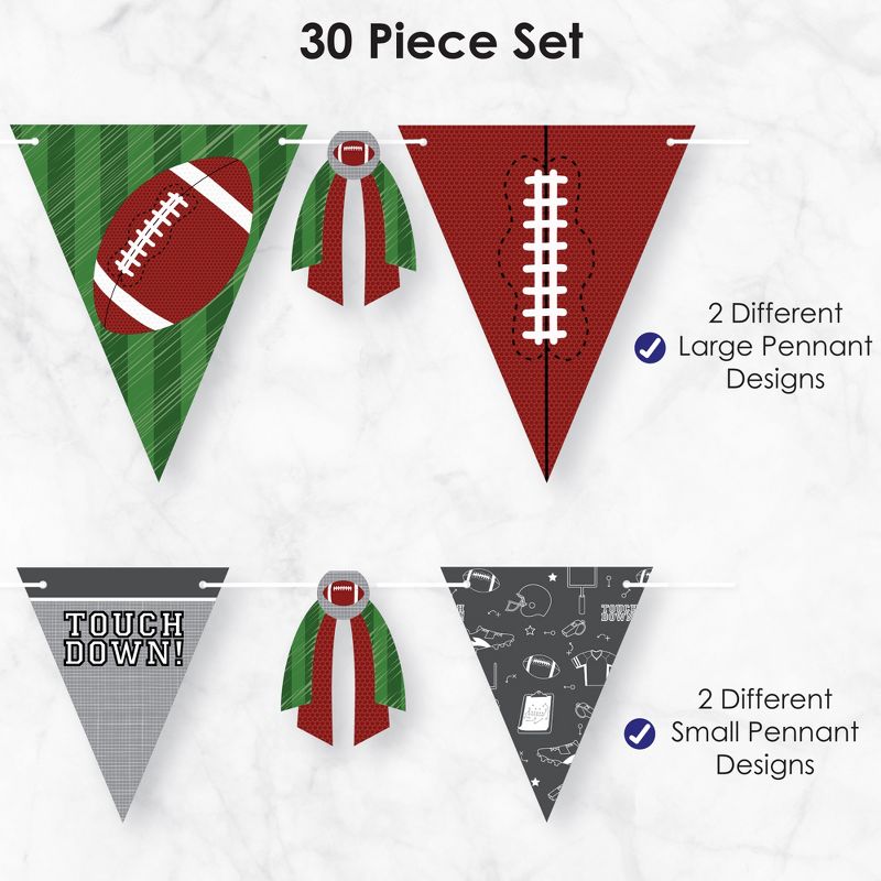 Big Dot of Happiness End Zone - Football - DIY Baby Shower or Birthday Party Pennant Garland Decoration - Triangle Banner - 30 Pieces, 5 of 9