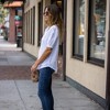 Amaryllis Women's V-Neck Puff Sleeve Tee with Gathered Shoulder Detail Relaxed Fit  Stretch Fabric - 3 of 4