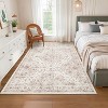 5x7 Pink Vintage Floral Area Rug, Low Pile Soft Non-Shedding Carpet, Non-Slip Foldable Mat for Living Room & Bedroom - 2 of 4